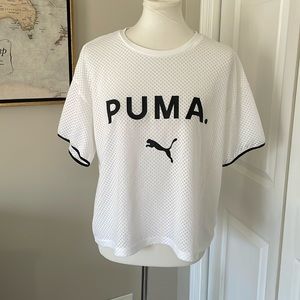 White Puma Short Sleeve Flowy Athletic Top